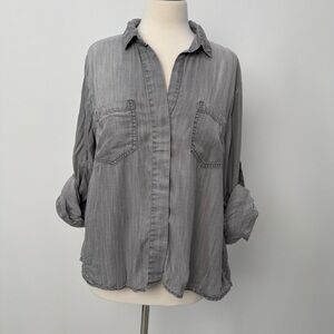 Anthropologie Cloth & Stone Charcoal Button-Up Blouse size L Women’s